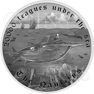 Tuvalu 2015 1$ Famous Ships That Never Sailed The Nautilus Nemo Proof Silver photo