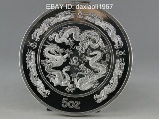 99.  99 Chinese 1988 Year Traditional Zodiac Dragon 5oz Silver Coin D080 photo