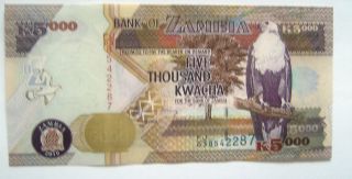 Banknote Zambia 5000 Kwacha 2010 Issue Unc Cond. photo
