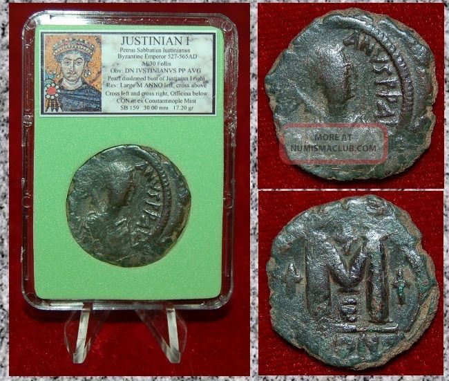Ancient Byzantine Empire Coin Justinian I Bust Of Emperor Constantinople Coins: Ancient photo