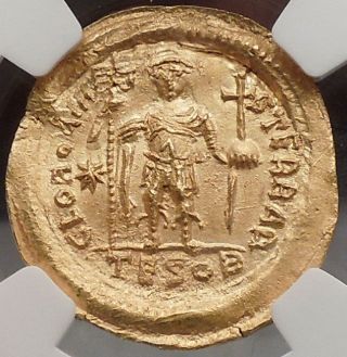 Theodosius Ii 424ad Thessalonica Gold Soldius Ngc Certified Ms Roman Coin I54530 photo