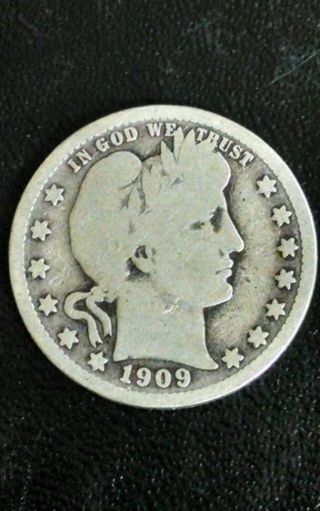 1909 O Barber Silver Quarter - Circulated photo