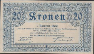 Austria 20 Kronen 1918 Notgeld ? Circulated Banknote photo