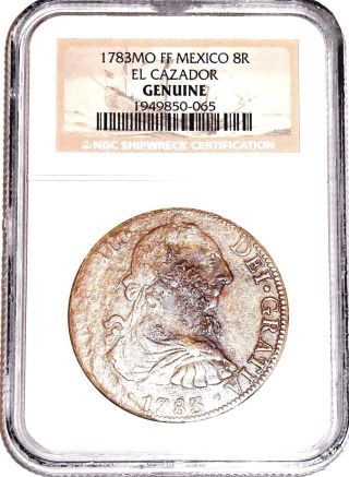 1783 Mo Ff Mexico 8 Reales El Cazador 8r Shipwreck Coin,  Ngc Certified,  Very Good photo