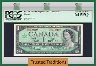 Tt Pk 45b 1967 Canada 1 Dollar 