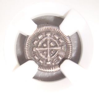 Ad 1095 - 1161 Medieval Hungary Silver Denar Ngc Au58 photo