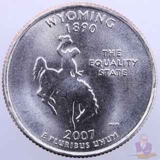 2007 D State Quarter Wyoming Bu Cn - Clad Us Coin photo