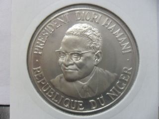 Niger President Diori Hamani - 1000 Francs 1960 (proof Silver) photo