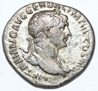 Authentic Trajan (ad 98 - 117),  Ar Silver Denarius,  Rome Rv.  Fortuna - C118 photo