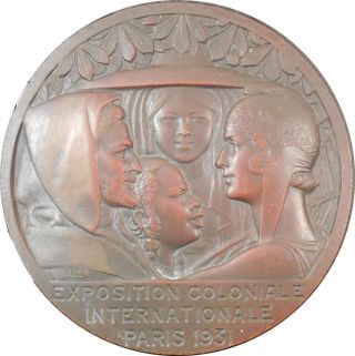 Xrare 1931 French International Colonial Expo Ae Art Deco Medal By Lucian Bazor photo