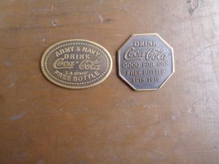 2 Drink Coca Cola Token/coin 1915 - 1916 Bottle Army Navy L A Stamp photo