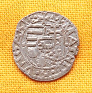 Medieval Hungarian Coin - Corvin Mathias,  Silver Denar,  Madonna,  15.  Century 4 photo