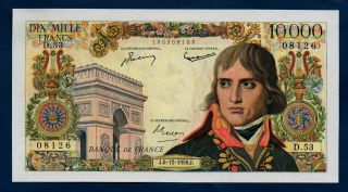 France Banknote 10000 Francs Napoleon 1956 Aunc photo