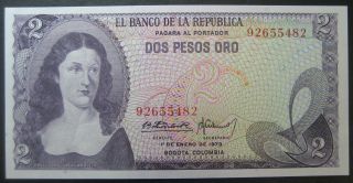 1973 Colombia 2 Pesos Paper Note Cu Sku 12103032 photo