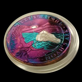 Rainbow Tone 2013 Noah ' S Ark Silver Coin.  999 Blue Water Detailed Boat And Sun photo