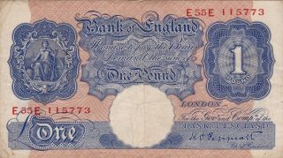 1940 - 1948 Great Britain 1 Pound Banknote photo