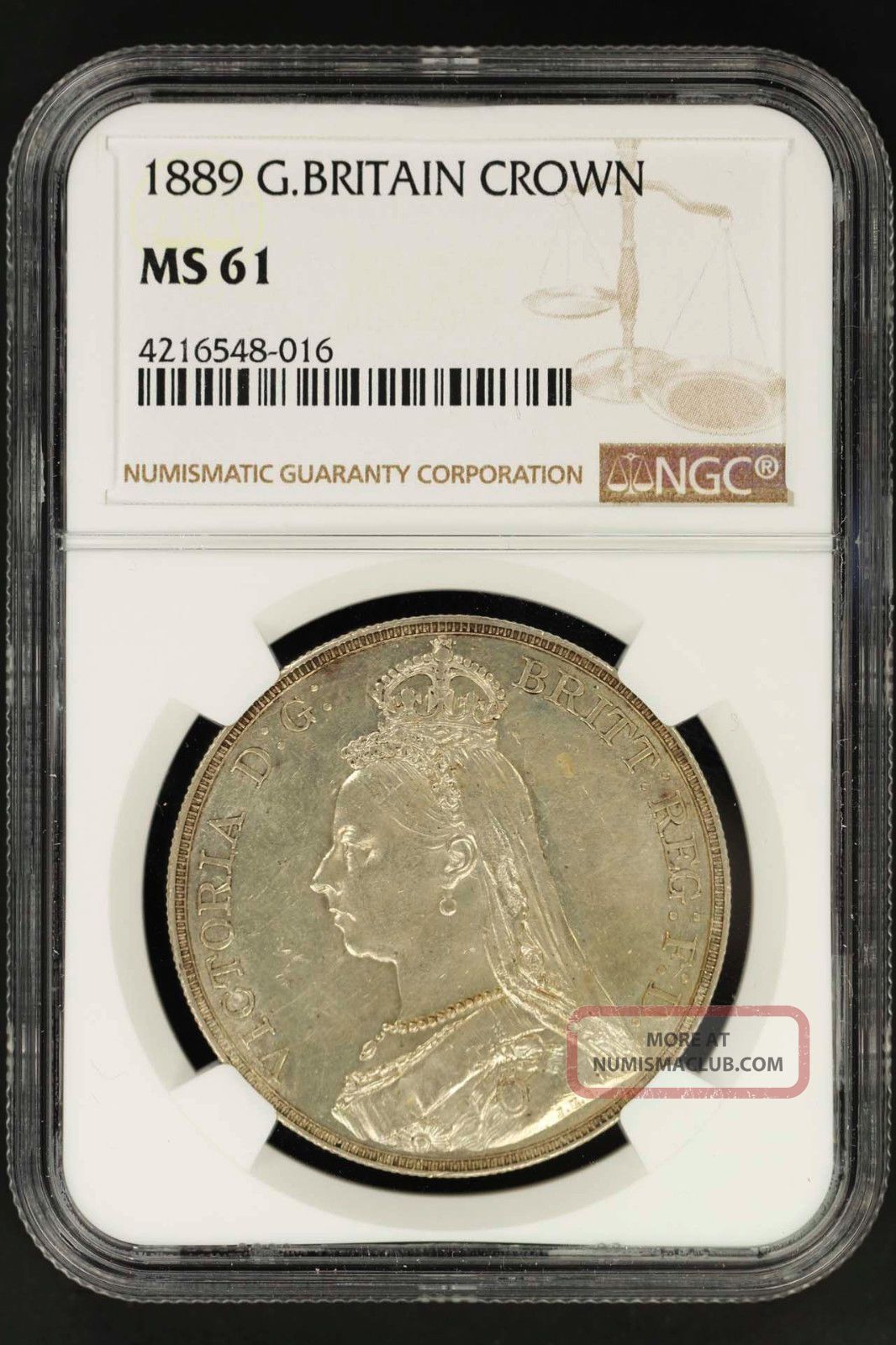 1889 Great Britain Sterling Silver Crown Ngc Ms - 61 - 147128 Crown photo