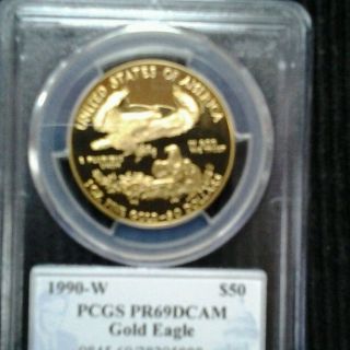 1990 - W Gold Eagle $50 Pcgs Pr 69 Dcam - American Gold Eagle Age photo