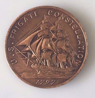 U S Navy Frigate Constellation Ship Copper Token (unc) With Certification photo