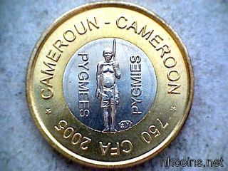 Cameroon Cameroun 2005 750 Cfa 1/2 Africa Pygmees Pygmies Bi - Metallic,  Unc photo