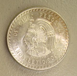1947 Mexico Silver 5 Pesos Choice Uncirculated photo