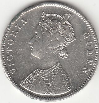1862 British India Queen Victoria With 6 Dots One Rupee Silver Coin.  Cleaned photo