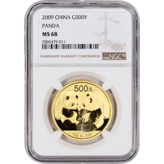 2009 China Gold Panda (1 Oz) 500 Yuan - Ngc Ms68 photo
