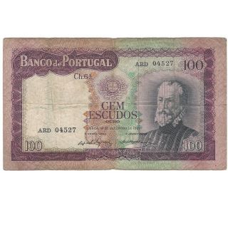 Portugal Banknote 100$00 1961 Pick - 165a Ch.  6a Pedro Nunes photo