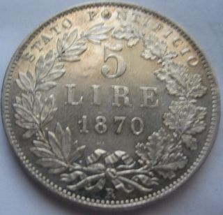Extraordinary Starting 1$: Pope Pius Ix 20 Lire 1870 Silver Wonderful photo