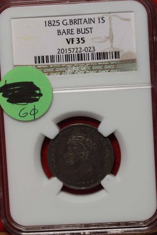 1825 Great Britain 1 Shilling Graded Vf 35 By Ngc S/h photo
