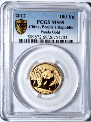 2012 China 100 Yuan Gold Panda Coin Pcgs Secure Ms69 Domestic photo