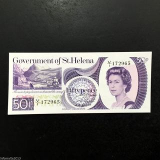 1970 St Helena Banknote Queen Elizabeth Ii Qeii 50 Pence P5 Uncirculated photo