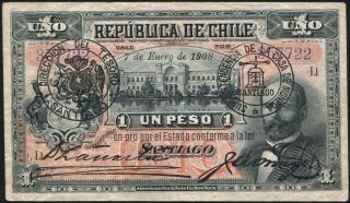 Chile 1 Peso P15a Fine photo