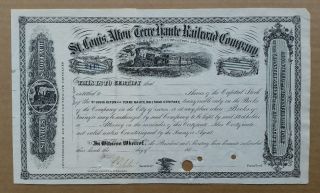 St.  Louis,  Alton & Terre Haute Railroad Co.  Stock Cert. ,  1860 ' S photo