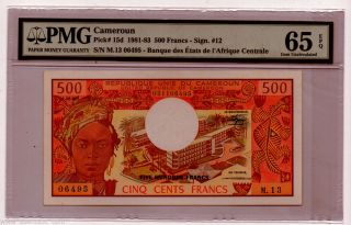 Cameroun 500 Francs 1981 - 83 Pmg 65 Epq Unc A122 photo