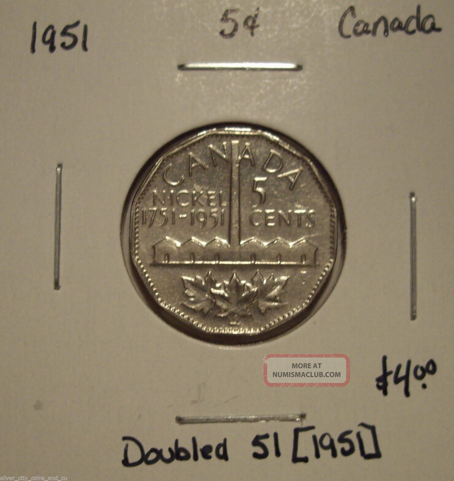 Canada George Vi 1951 Doubled 51 Five Cents Coins: Canada photo