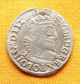 Medieval Polish Coin - Sigismund Silver 3 Grosso,  1592. photo