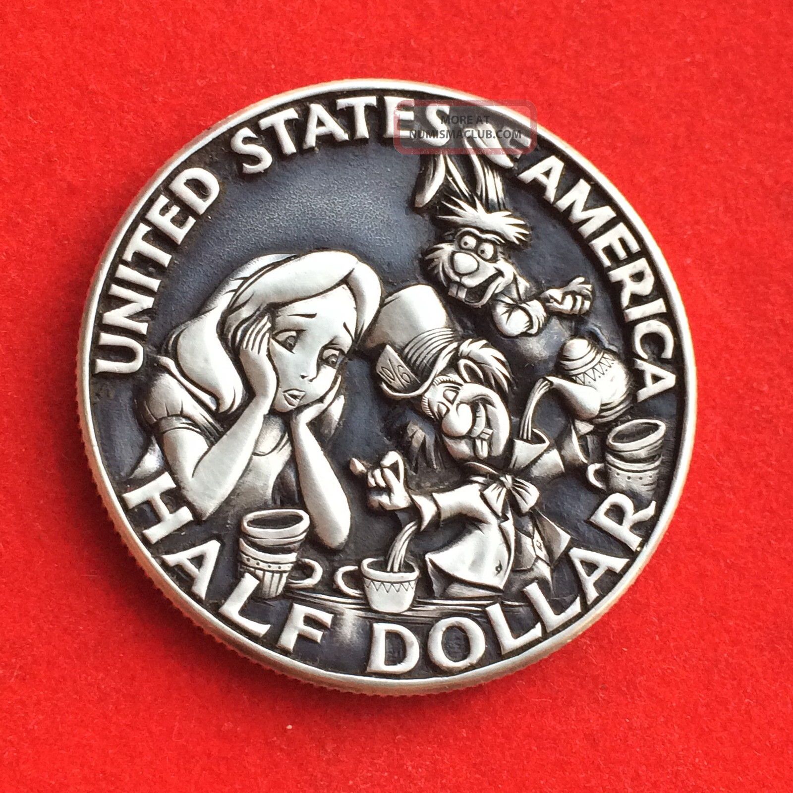 Double - Sided Silver Carved Half Dollar Coin. Alice In ...