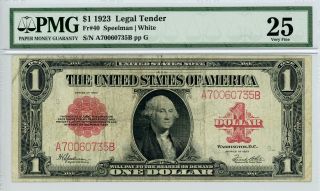 1923 Fr.  40 $1 United States Legal Tender Note - Pmg Very Fine 25 photo