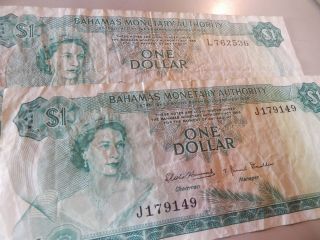 Bahamas 1968y 1 Dollar Afine 2pc (maybe Cleaning) 　 // 0.  99 photo
