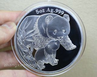 2004 Chinese 5oz 99.  99 Silver Panda Coin,  With Plastic Box H23 photo
