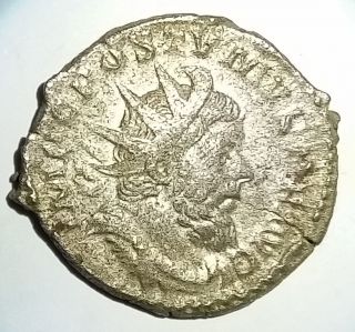 Ancient Roman Empire Silver Coin Postumus 260 - 268 Ad Postumus Holding Spear photo