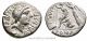 Apollo / Roma Sitting On Shield Pile Ancient Silver Denarius Coin Caecilia 46a Coins: Ancient photo 1