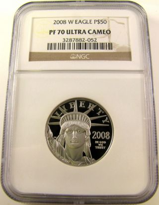2008 W Platinum $50 Eagle Ngc Pf70 Ultra Cameo Key Date Only 4020 Minted photo
