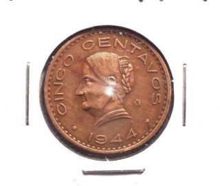 Circulated 1944m 5 Centavos Mexican Coin (23015) photo