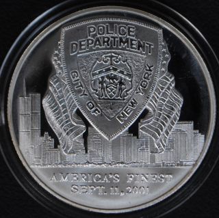9/11 York Police Department 1 Oz.  999 Silver Round Medal Pledge Nypd photo
