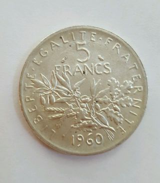 Fance 5 Francs 1960 Asw 0.  3221 Oz photo