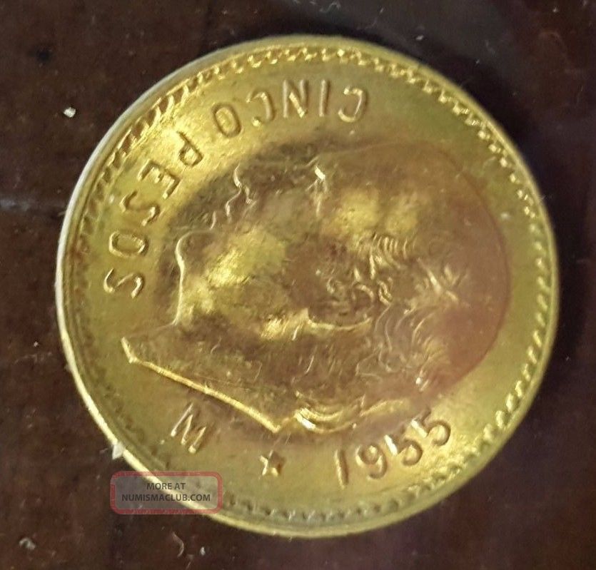 5 pesos 1955 gold coin