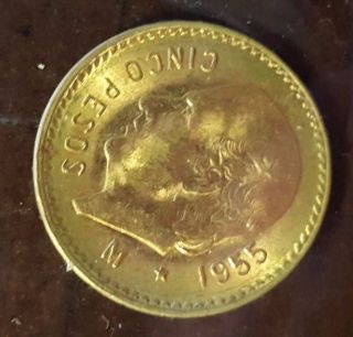 Mexico 1955 5 Pesos Gold Coin photo