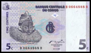 Congo Democratic Republic 5 Centimes 1997 Unc photo